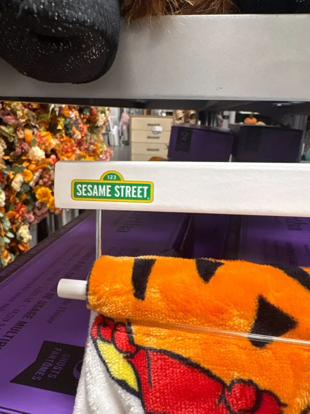 Sesame Street Halloween Blanket - White, Orange, Blue